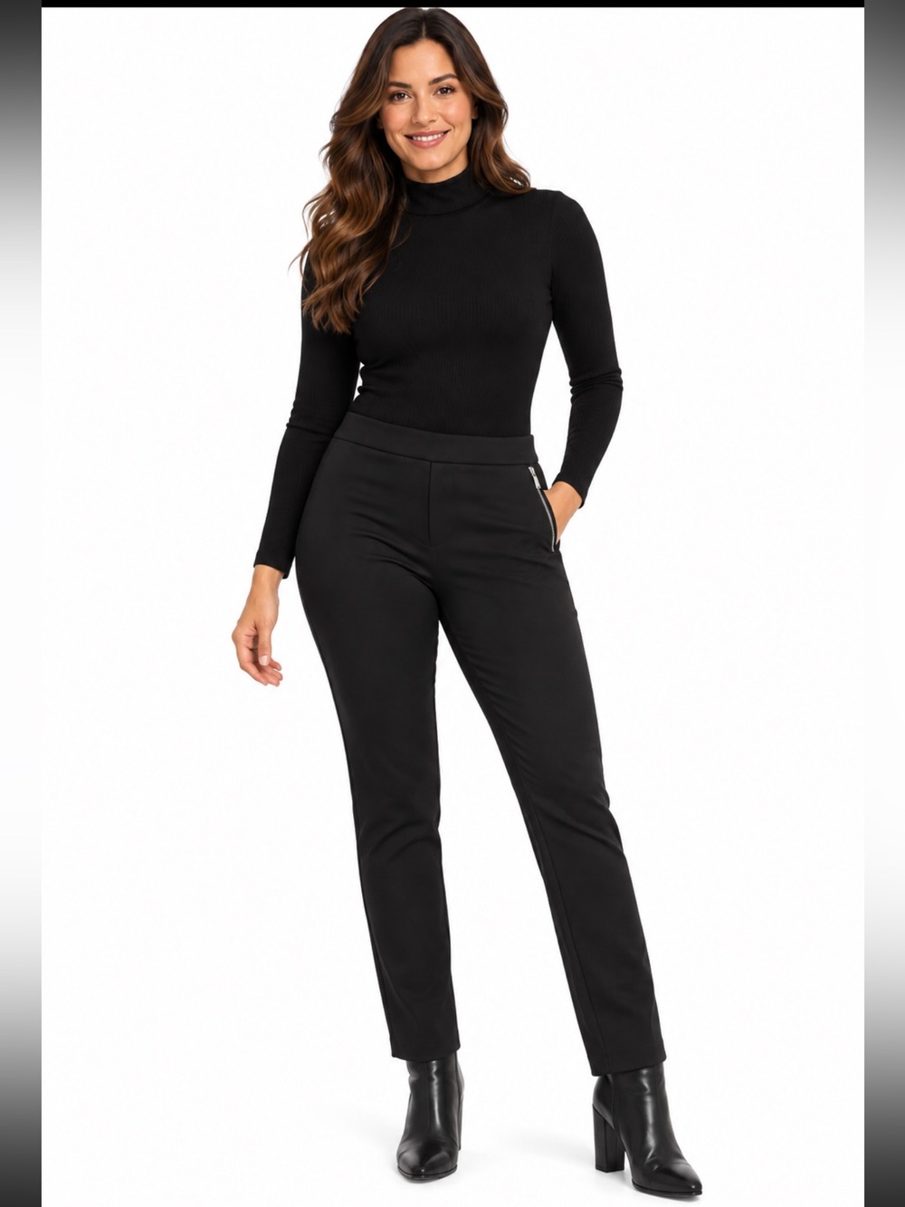 MICHAEL Michael Kors Women’s Size 8 Black Slim Ankle Pants Side Zip Stretch
